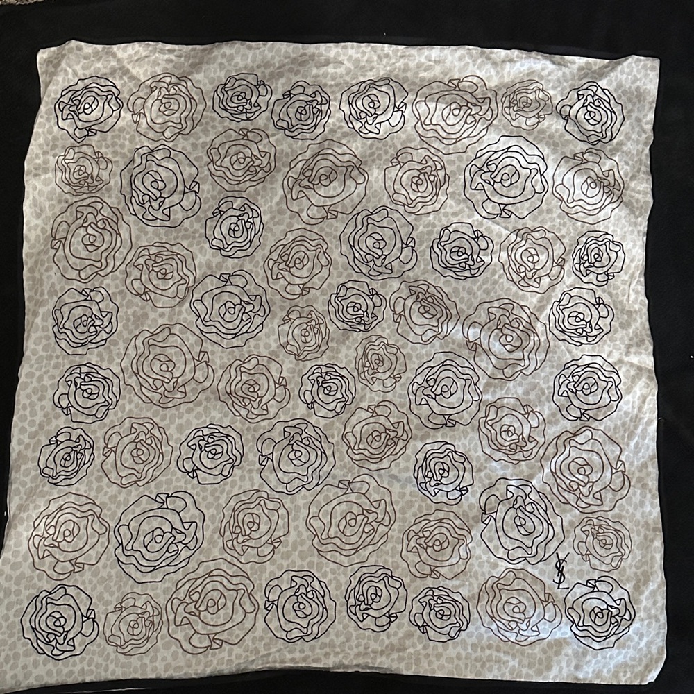 YSL Floral Patterned Scarf